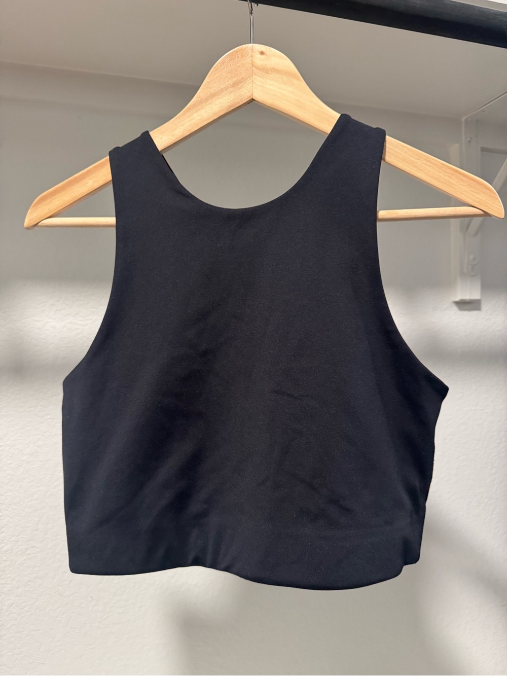 Black Cropped Athletic Tank Top